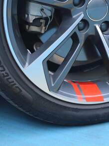 6 piezas Pegatinas de modificación de cubo de rueda de coche universal en rojo - Rojo - Ver 2