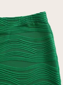 SHEIN Essnce High Waist Textured Skirt - Green - View 3