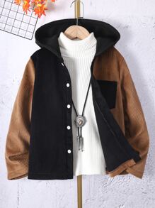 Chicos Cazadora de color combinado con parche con bolsillo con capucha sin jersey - Multicolor - Ver 1