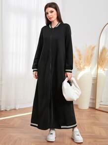 Mulvari Zip Up Striped Trim Bomber Jacket - Black - View 1