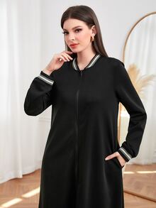 Mulvari Zip Up Striped Trim Bomber Jacket - Black - View 4