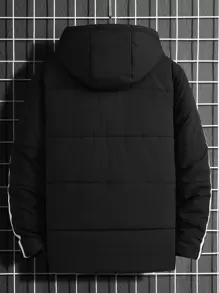 Manfinity Áo khoác trùm đầu có dây rút họa tiết chữ tương phản dáng rộng cho nam (Không có áo len) - màu đen - Xem 2