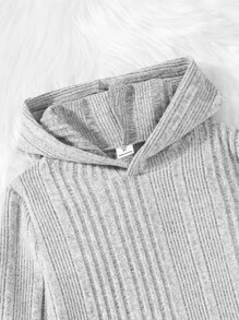 Niñas Vestido con capucha tejido de canalé - Gris - Ver 3