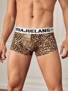 Men Leopard & Letter Graphic Boxer Brief - Multicolor - View 1