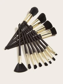 12pcs Minimalist Makeup Brush Set,Brush Set,Makeup Brush Kit,Make Up Brush Set,Make Up Set Complete,Makeup Brush Set,Complete Makeup Kit,Brush Kit,Brushes Makeup Set,Makeup Gift Set,Set - Black - View 3