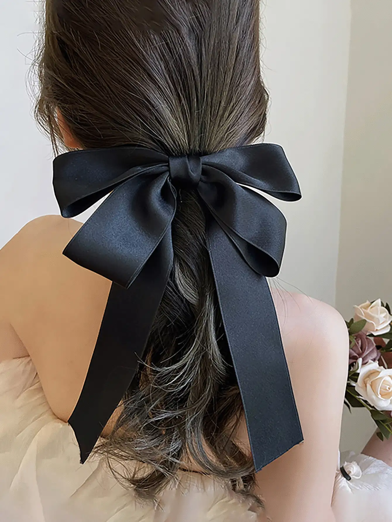 Nơ trang trí kẹp tóc kẹp tóc kẹp tóc trượt kẹp tóc - màu đen - Xem 2