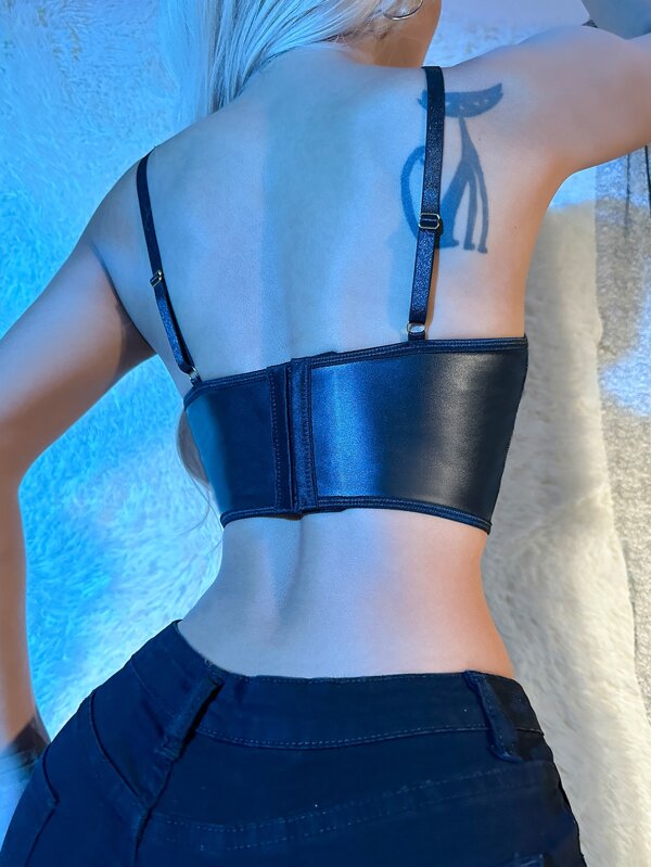 Chain Linked PU Leather Bra SHEIN USA