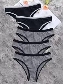 SHEIN 5pcs/Pack Tween Girls' All-Match Solid Color Panties, Versatile Triangle Underwear For All Seasons - Multicolor - View 1