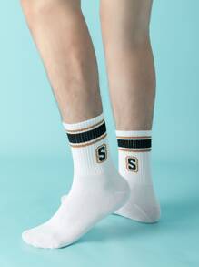 5pairs Men Letter Graphic Crew Socks - Multicolor - View 2