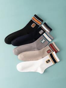 5pairs Men Letter Graphic Crew Socks - Multicolor - View 3