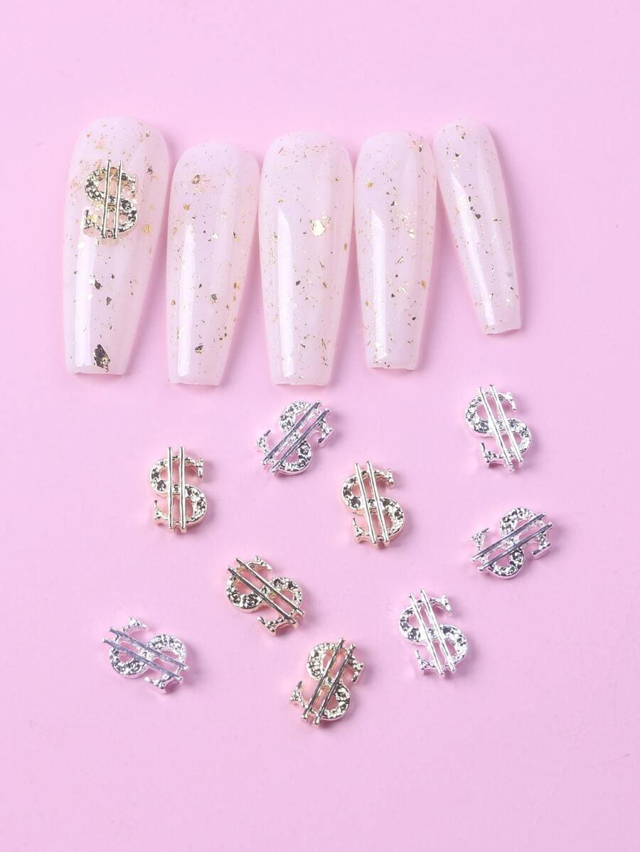 TSZS 10 件装美元货币符号锌合金饰品 DIY 指甲饰品 指甲宝石 美甲用品 指甲