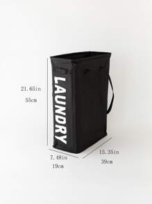1入組字母圖案可折疊洗衣籃 - 黑色 - 查看 5