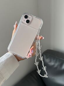 Với Ốp điện thoại trong suốt quyến rũ có gương lật & dây buộc Tương thích với iPhone 11,IPhone 13,IPhone 14 Pro Max - Trong sáng - Xem 2