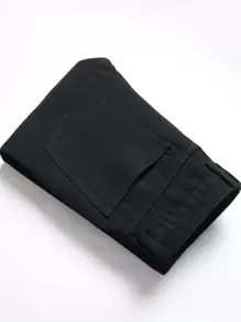 Men Ripped Frayed Slim Straight Jeans - Black - View 3