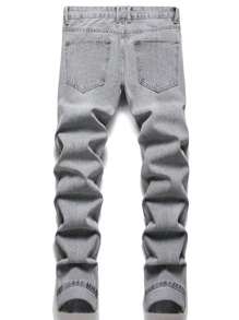 Blugi rupți cu grafică scrisă pentru bărbați, pentru Halloween