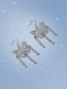 ROMWE Fairycore Pendientes largos con mariposa & con estrella - Plateado - Ver 5