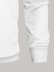 Men Slogan Graphic Pullover - White - View 3