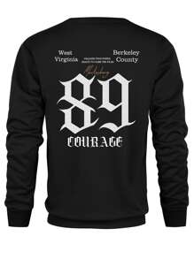 Men Slogan Graphic Pullover - Black - View 1