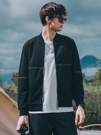 Men Zip Up Bomber Jacket