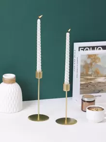 2pcs Iron Candle Holder, Modern Metal Candlestick Holder For Taper Candle,  Home Decor Wedding Dinning Party Anniversary - Gold - View 2