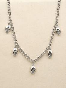 1 Vòng cổ đầu lâu màu bạc - Bạc - Xem 2