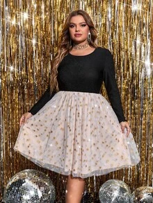 SHEIN Unity Vestido con estampado de estrella bajo con malla - Multicolor - Ver 3