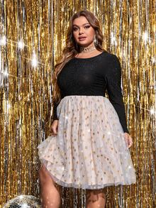 SHEIN Unity Vestido con estampado de estrella bajo con malla - Multicolor - Ver 5