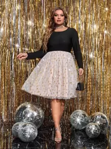 SHEIN Unity Vestido con estampado de estrella bajo con malla - Multicolor - Ver 1