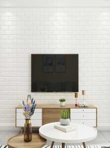 1pc 3D Wall Sticker, Wallpaper Self-adhesive Foam Soft Brick, DIY Home Kitchen Living Room Decoration, Waterproof Classroom Sticker Graffiti Wall Sticker, Home Decor - White - View 3