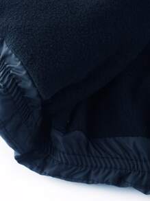 Tween Girl Solid Color Long Sleeve Kangaroo Pocket Casual Hooded Outwear Jacket, Winter - Navy Blue - View 9