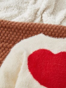 SHEIN Bebé Jersey con patrón de corazón de peluche - Beis - Ver 3