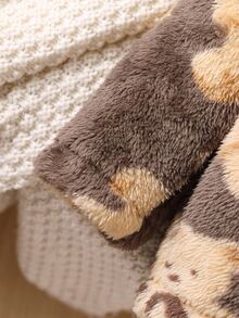 Baby Bear Pattern Hooded Teddy Coat - Coffee Brown - View 5