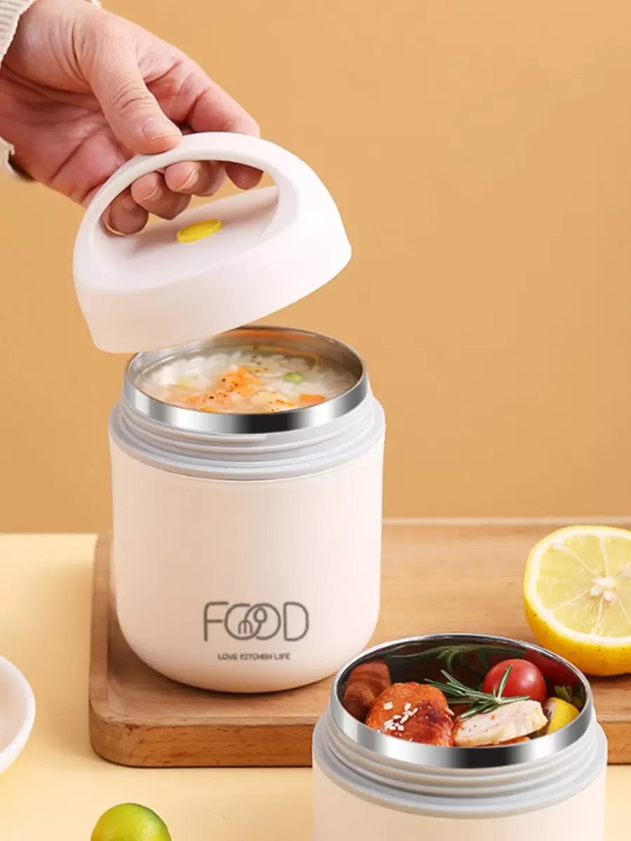 Fiambrera térmica al vacío de acero inoxidable, bolsa de almuerzo aislada, calentador de alimentos, taza de sopa, contenedores termos, fiambrera Bento - Beis - Ver 1