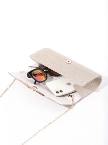 魅力四射,優雅,精美,安靜奢華亮片,時髦,奢華,發亮金屬亮絲設計鏈條方包,完美新娘錢包適合婚禮,舞會和派對活動晚會包,晚餐包適合派對女孩,女士