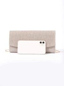 魅力四射,優雅,精美,安靜奢華亮片,時髦,奢華,發亮金屬亮絲設計鏈條方包,完美新娘錢包適合婚禮,舞會和派對活動晚會包,晚餐包適合派對女孩,女士