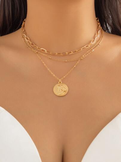 قلادة بتعليقة عملة معدنية 3 قطع