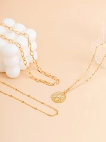 3 cái vòng cổ quyến rũ tiền xu - Vàng - Xem 4