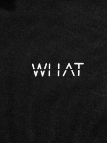 Manfinity Homme Men Letter Graphic Kangaroo Pocket Drawstring Hoodie - Black - View 3