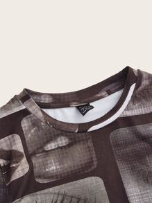 SHEIN ICON Figure Graphic Crop Tee - Black and White - View 3