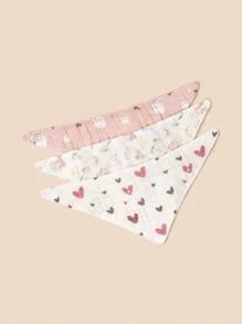 3pcs/Pack Infant Bib With Cute Heart & Pony Prints - Multicolor - View 2
