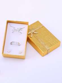 1pc Bow Decor Jewelry Storage Box - Gold - View 1