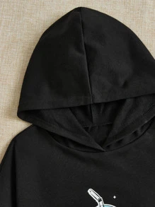 SHEIN Cô gái Tween Đồ họa Hoạt hình Thả vai Hoodie & In hoa Báo Xà cạp - Nhiều màu - Xem 3
