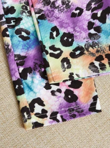 SHEIN Cô gái Tween Đồ họa Hoạt hình Thả vai Hoodie & In hoa Báo Xà cạp - Nhiều màu - Xem 5