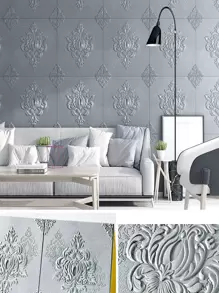 1 件 3D 灰色自粘墙纸，自粘，家用强力粘贴防水防潮墙纸，卧室温馨泡沫砖背景墙，用于家庭装饰，装修贴纸撕掉墙板，墙纸，壁纸，春季装饰物品刷新你的家，拉玛装饰贴纸