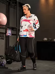 Plus Graphic Print Sports Tee - Multicolor - View 5