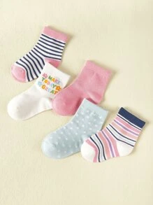 5pairs Baby Striped Print Socks - Multicolor - View 3