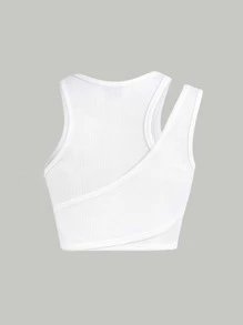 SHEIN MOD Top tank tejido de canalé cruzado - Blanco - Ver 7