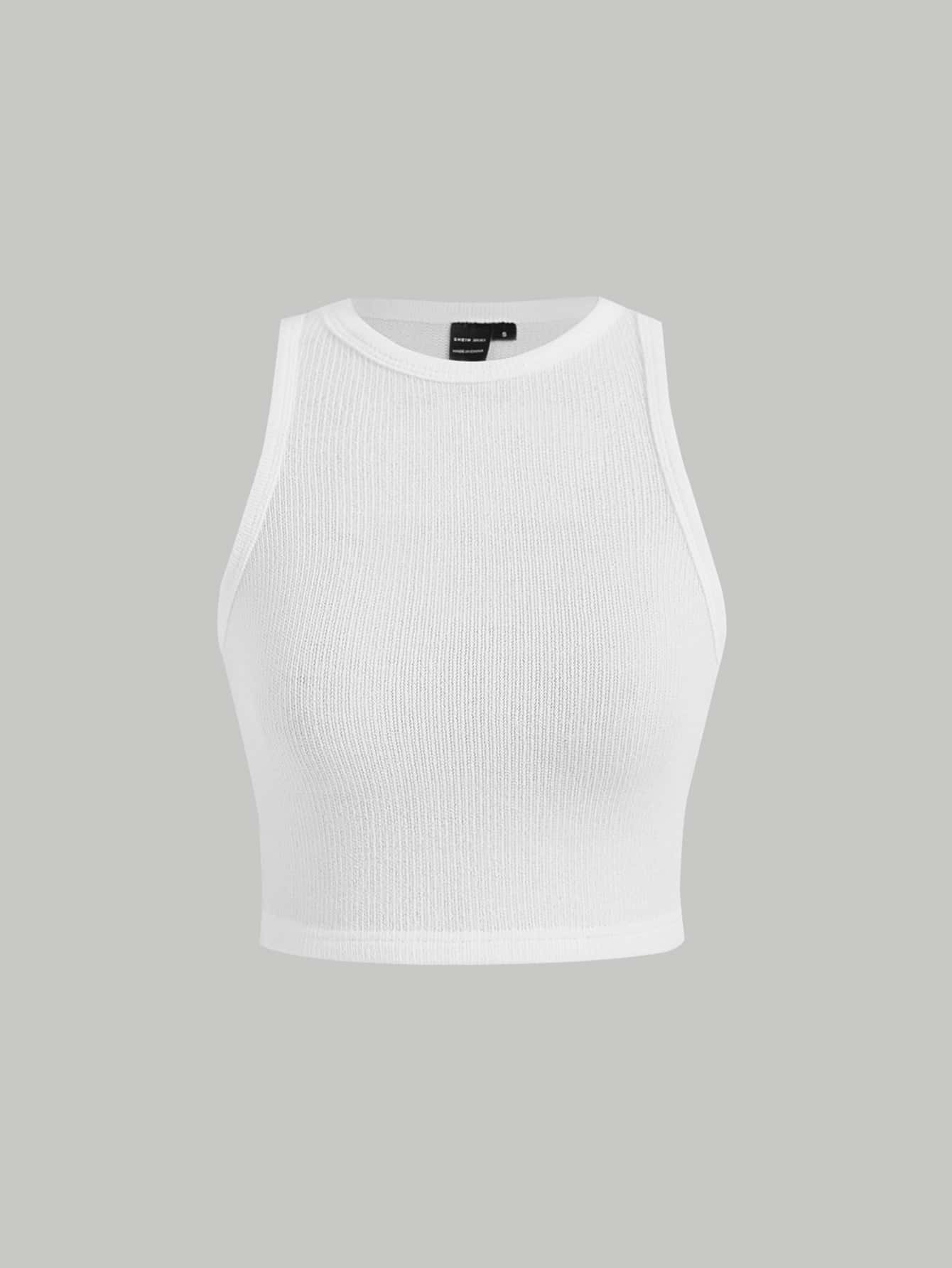 SHEIN MOD Top tank corto tejido de canalé - Blanco - Ver 1
