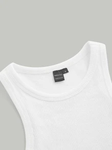 SHEIN MOD Top tank corto tejido de canalé - Blanco - Ver 3
