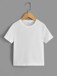 SHEIN 小男童格紋印花連帽襯衫和T恤和運動褲